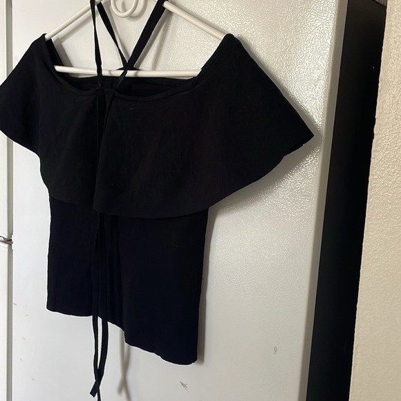 Club Monaco Small Black Off-Shoulder Women's‎ Top Adjustable Halter Straps - Picture 6 of 8